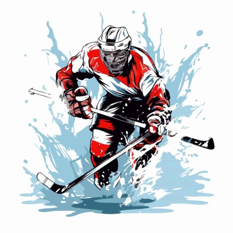 Ice hockey player. Vector illustration of ice hockey player in a