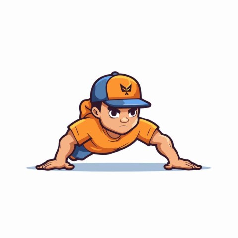 Cute little boy in baseball cap and t-shirt. Vector illustration