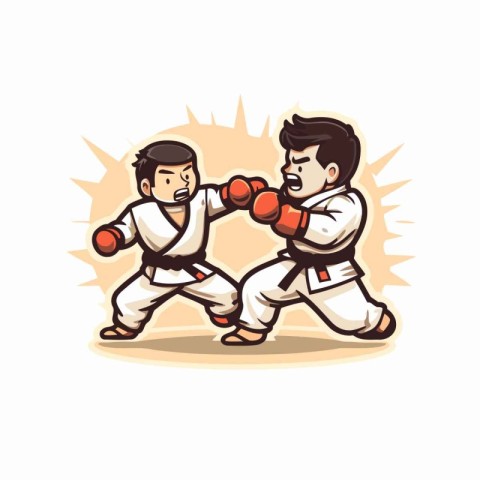 Tae Kwon Do fighter. Vector cartoon illustration of a taekwondo