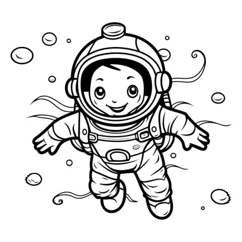 Cute cartoon astronaut on white background. Vector illustration