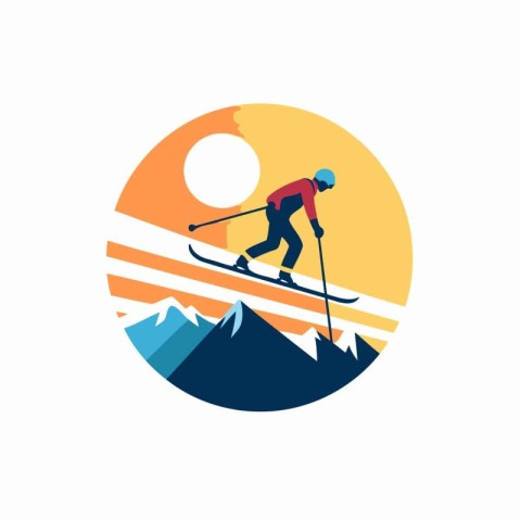 Skier logo design template. Skier vector icon. Vector illustrati