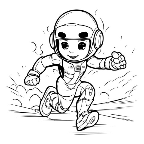 Black and White Cartoon Astronaut Vector Illustration for Colori