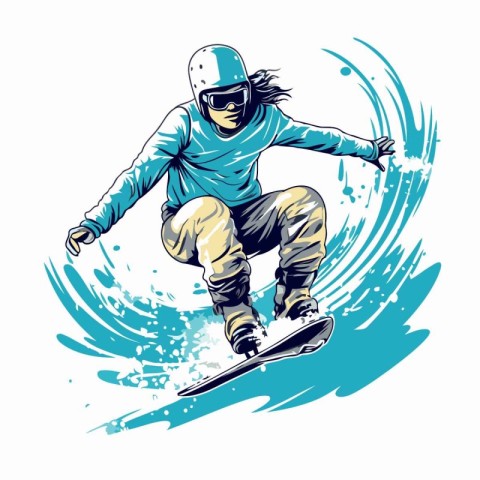 Snowboarder in jump. Extreme sport. Vector illustration of a sno