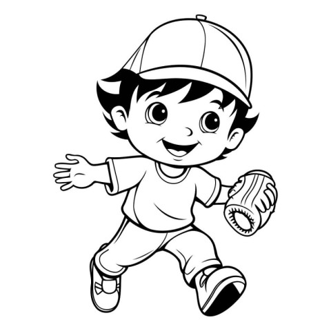 Baseball Player Boy Cartoon Mascot Character Vector Illustration