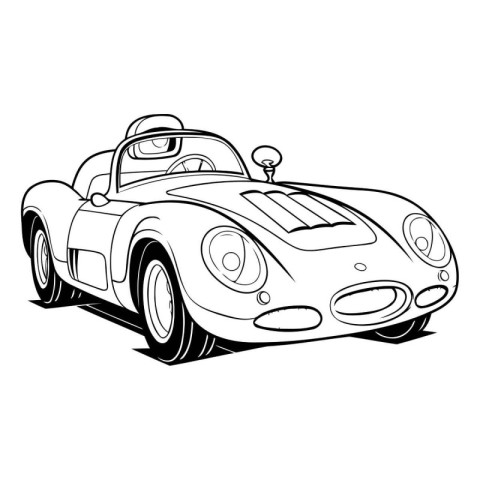 Retro car isolated on white background. Hand drawn vector illust