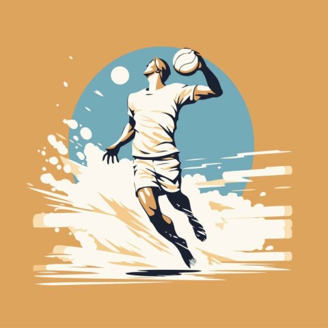 Basketball player with ball. Vector illustration of a basketball