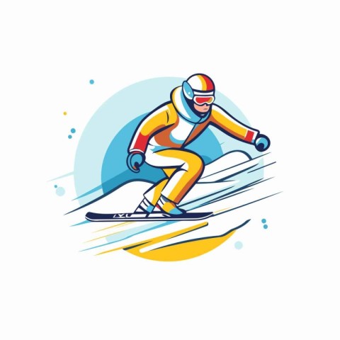 Snowboarder jumping on snowboard. Winter sport vector illustrati