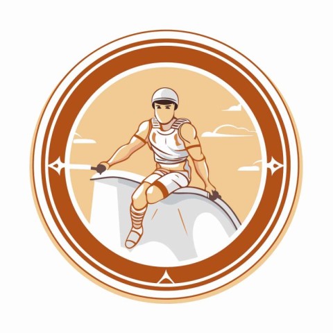 Rugby player on the wall. Round icon with space for text