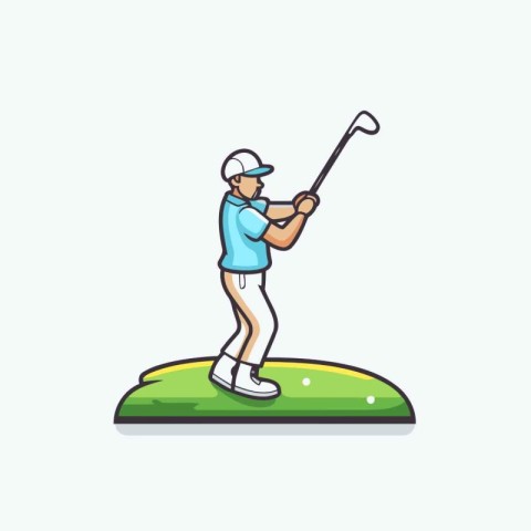 Golfer playing golf. Vector illustration in a flat style.