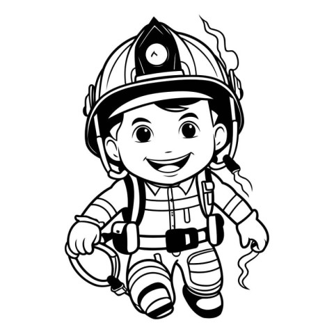 cute fireman with helmet. vector illustration. eps10