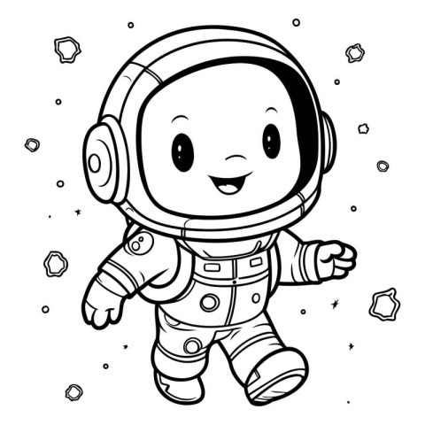 Coloring book for children: astronaut in space suit. Vector illu