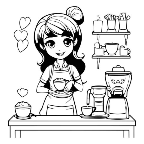 Woman barista cartoon design vector illustration graphic design