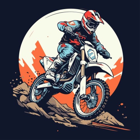 Motocross rider on a motorcycle. Vector illustration of motorcyc