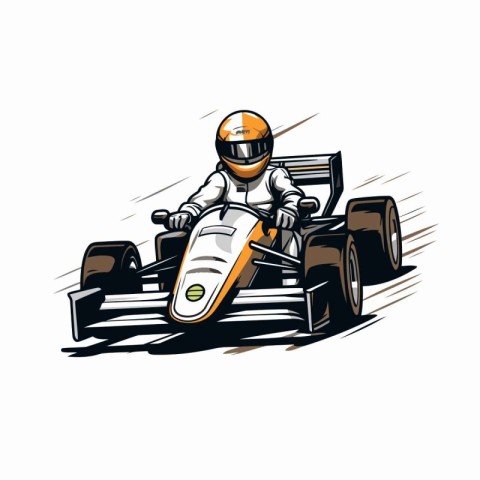 illustration of kart driver on the race track. vector illustrati