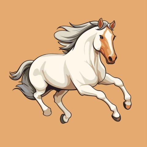 Horse. Vector illustration of a white horse on a orange backgrou