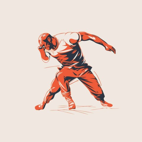 American football player running designed using red and orange g