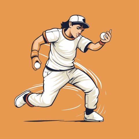 Baseball player in action. Vector illustration of a baseball pla