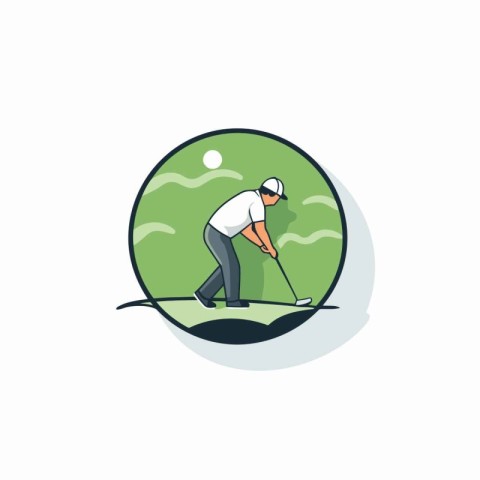 Golf club logo. Vector illustration of golf player in the hole.