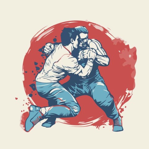 Karate kick. Grunge vector illustration for your design.