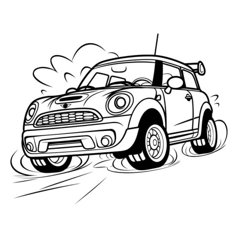 Illustration of a Pickup on the road. Vector illustration.