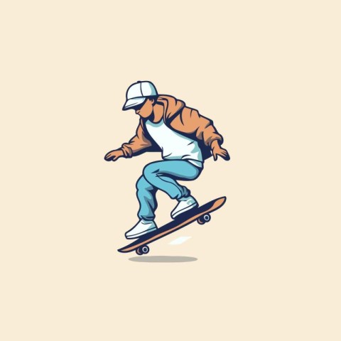 Skateboarder rides on a skateboard. Vector illustration.