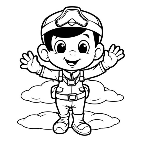 Cute Little Boy Pilot Cartoon Mascot Character Vector Illustrati