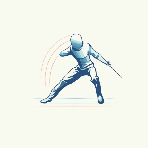 Illustration of fencing sport vector logo template. Silhouette o