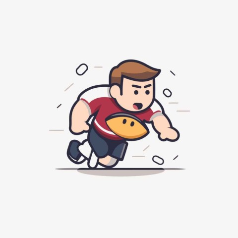 Illustration of a man running and catching a slice of pizza.