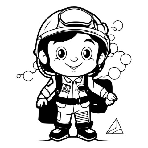 Vector illustration of Cute cartoon fireman. Coloring book for c