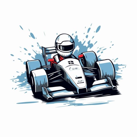 Illustration of a kart driver racing on race track. vector illus