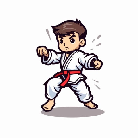 Taekwondo fighter cartoon vector illustration. Martial arts and