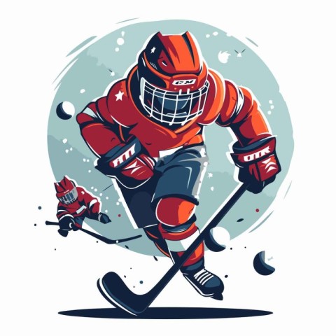 Hockey player. Vector illustration of a hockey player on ice.