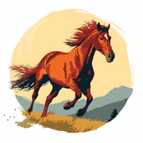 Horse running in the field. Vector illustration of a horse.