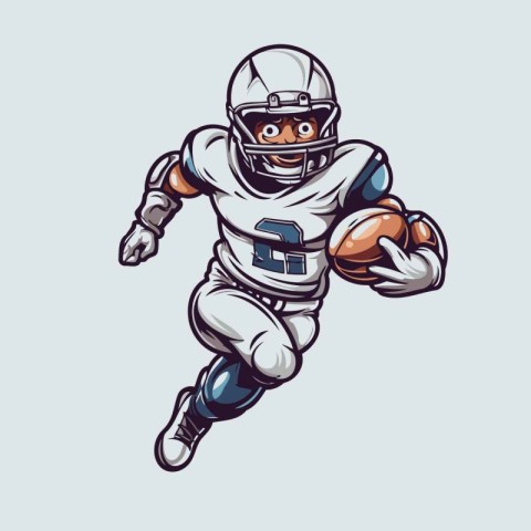 American football player running with ball. Vector illustration