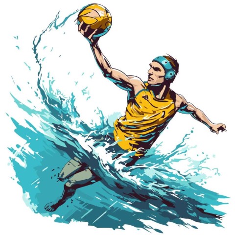 Water polo player. Vector illustration of a water polo player.