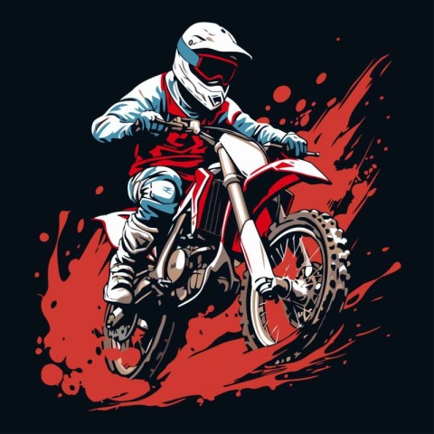 Motocross rider on a motorcycle. Vector illustration of a motorc