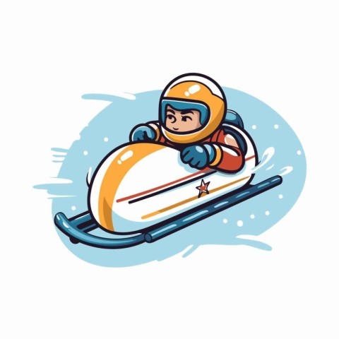 Cartoon snowboarder on a snowboard. Vector illustration.