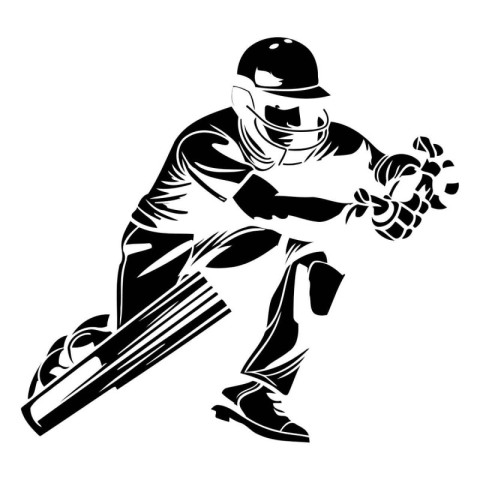 Cricket player with a bat and ball. Vector illustration.