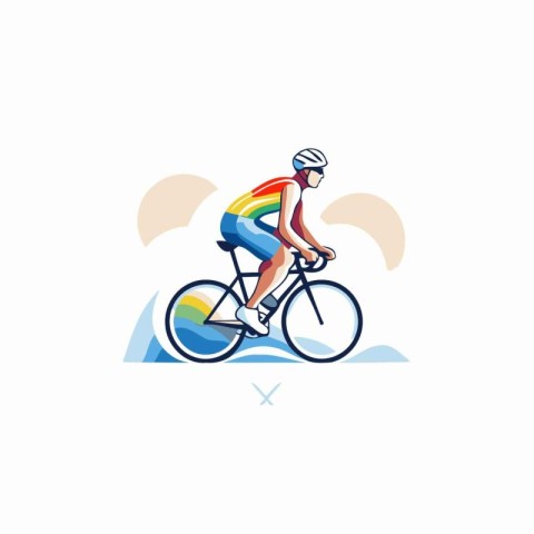 Cyclist vector illustration. Flat design style. Sport and active