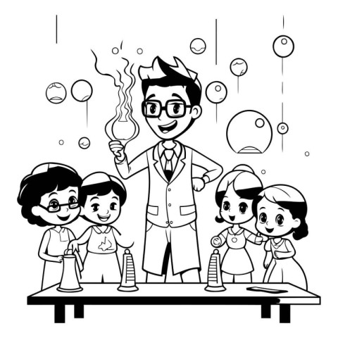 Teacher and students cartoon vector illustration graphic design