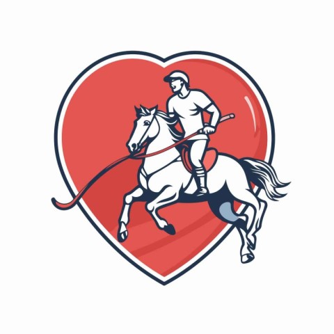 Vector illustration of a man riding a horse with red heart in th