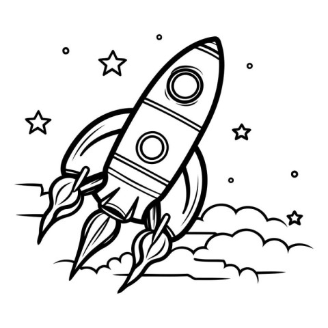 rocket start up doodle icon vector illustration designicon vecto