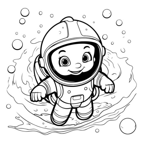 Cute cartoon astronaut in space suit. Vector illustration for co