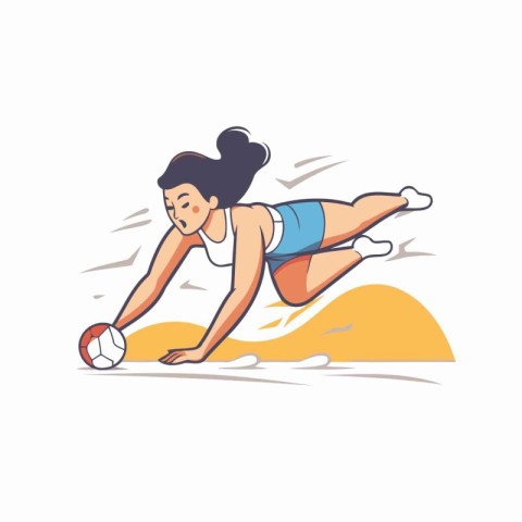 Volleyball player with ball. Vector illustration in cartoon styl