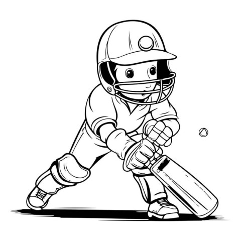 Cricket player with bat and ball. Vector illustration ready for