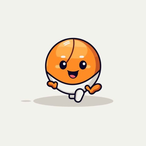 Cute Basketball Cartoon Character with Smiling Face. Vector Illu