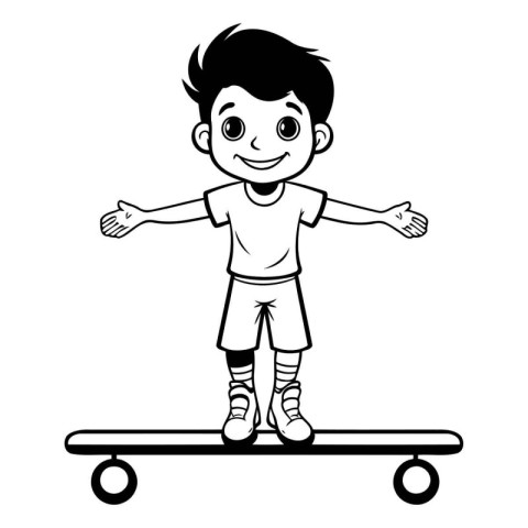 Boy on skateboard cartoon vector illustration graphic design vec