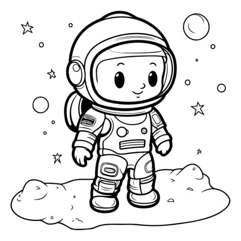 Coloring book for children: astronaut in space. Vector illustrat