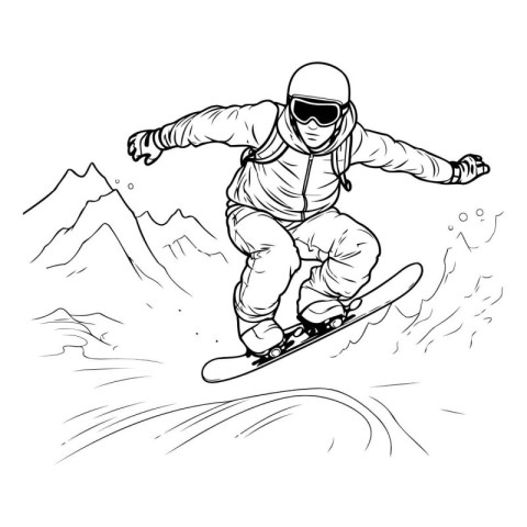 snowboarder jumping in the mountains. sketch for your design