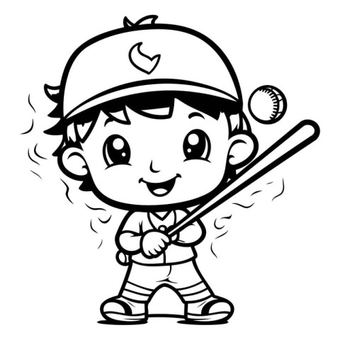 Cartoon Illustration of Kid Boy Baseball Player Mascot Character